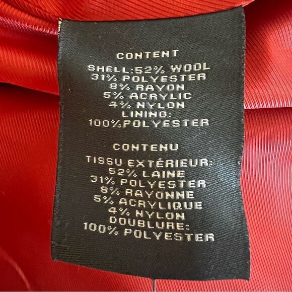 Vince Camuto Wool Blend Three Quarter Coat in Vermillion, Size Small - Picture 10 of 12
